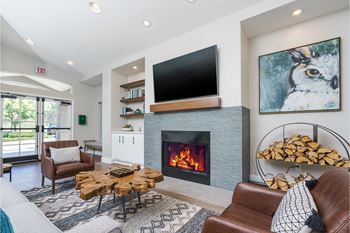 clubroom with tv and fireplace at Westlake Canyon, Thousand Oaks, California